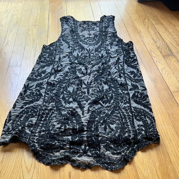 Origami by Viven Gray Black Lace Sleeveless Open Front Duster Cardigan Vest - Picture 11 of 11